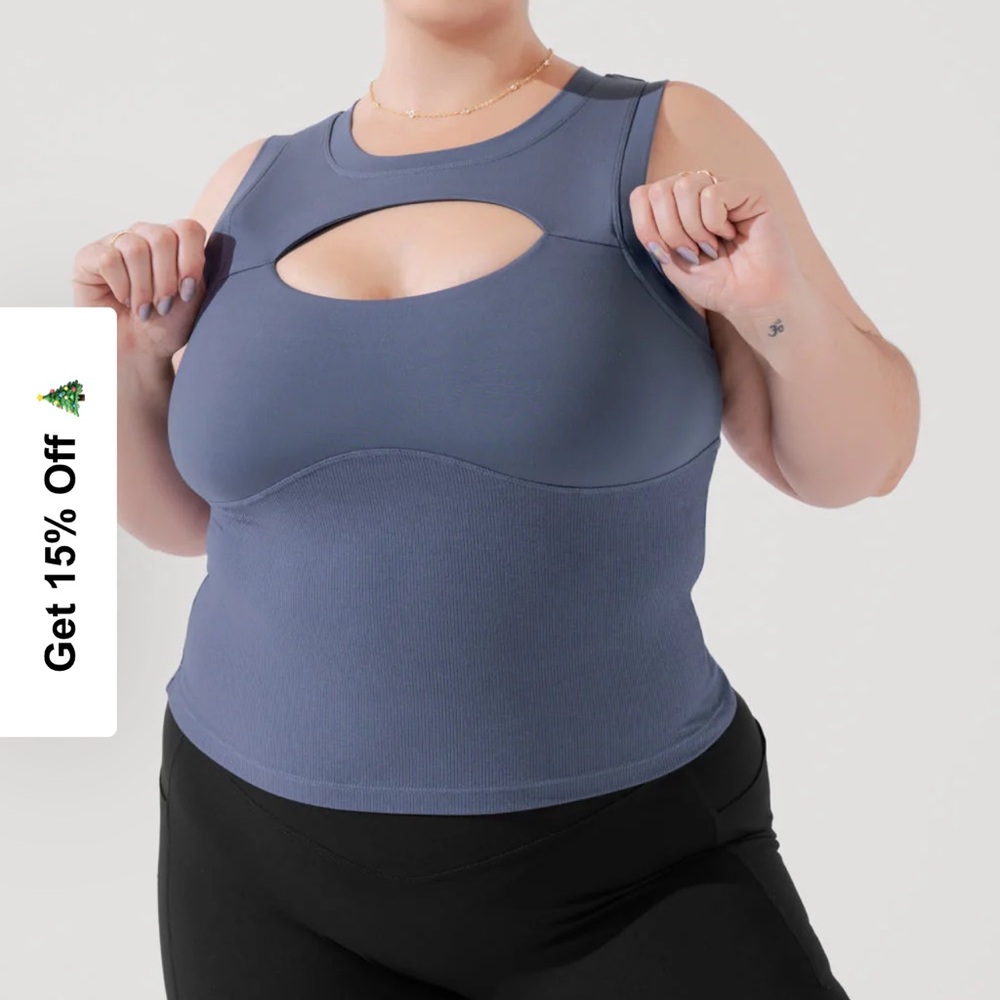 POPFLEX Peekaboo Crew Tank in American Blue